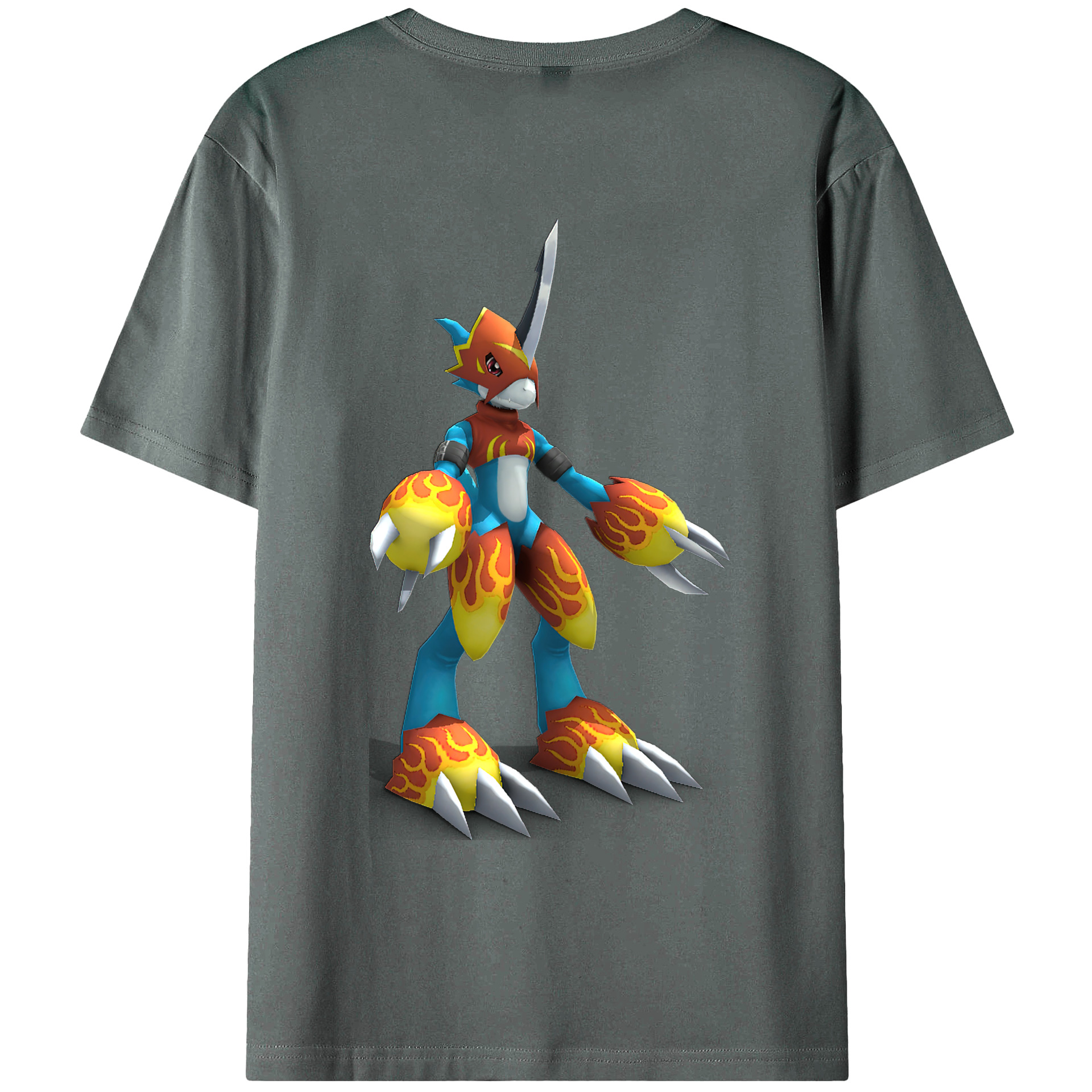 （画像用） Digimon デジタルモンスター/デジモン 綿100％ メンズ半袖Tシャツ（バックプリント） 通気性
